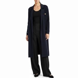 ST. JOHN Vintage Santana Knit Longline Navy Duster Coat Women's Size 4